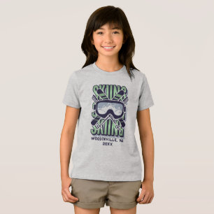 Custom Ski Skiing Location Date Name Tri-Blend Shirt