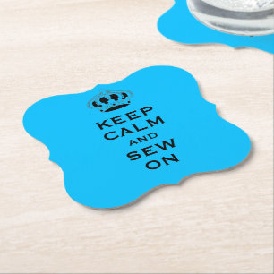 Custom Sky Blue Keep Calm (your word) Set of 6 Paper Coaster