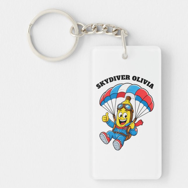 Custom Skydiver Name Funny Banana Skydiving Key Ring (Front)