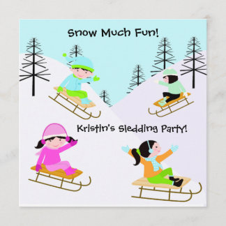 Custom Sledding Party Birthday Invitations