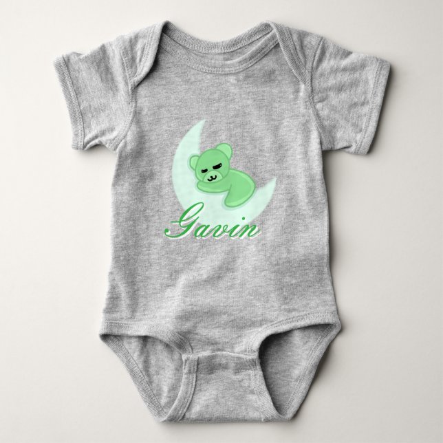 Custom Sleeping Bear Baby Bodysuit (Front)