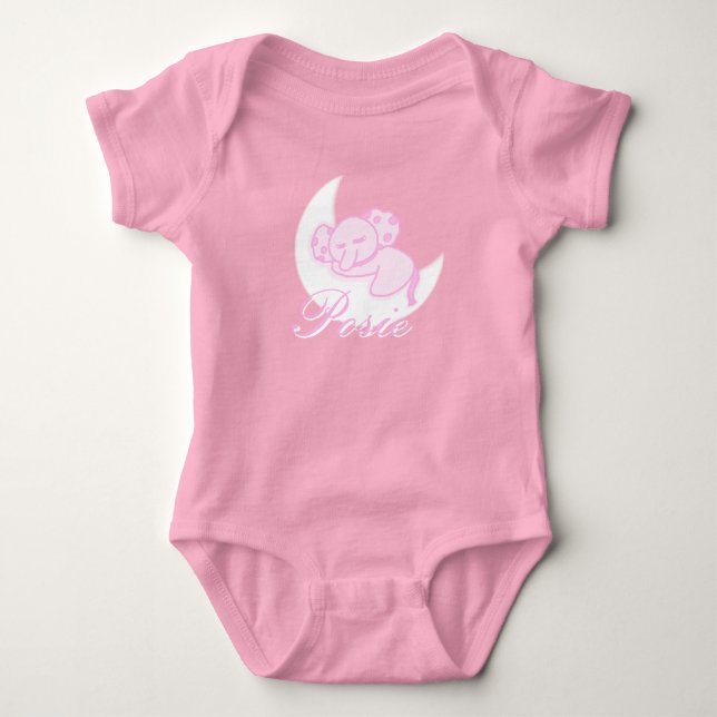 Custom Sleeping Elephant Baby Bodysuit (Front)