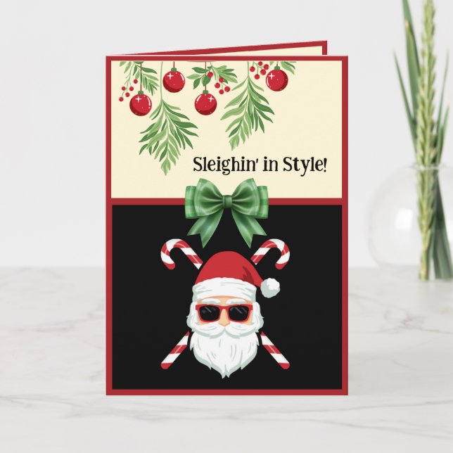 Custom "Sleighin' in Style!" Christmas Greeting Holiday Card (Front)