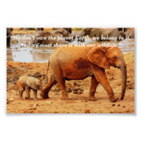 Custom Slogan/Conservation Elephant Mother & Calf