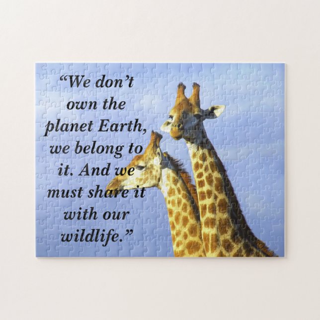 Custom Slogan/Conservation Giraffe Lookout Jigsaw Puzzle (Horizontal)