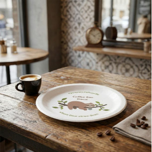 Custom Sloth Coffee Bar  Paper Plate