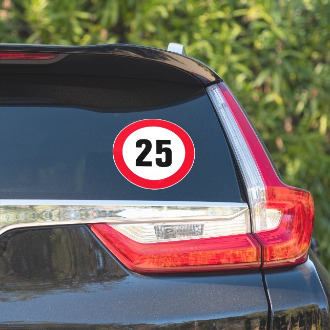 Custom slow down 25 mph speed limit vinyl stickers (Car Side)