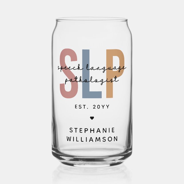 Custom SLP Speech Language Pathologist Can Glass (Front)