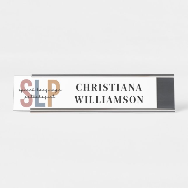 Custom SLP Speech Language Pathologist Desk Name Plate (Front)