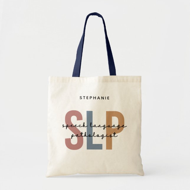 Custom SLP Speech Language Pathologist Tote Bag (Front)