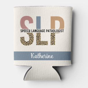 Custom SLP Speech Pathologist Leopard Print Can Cooler