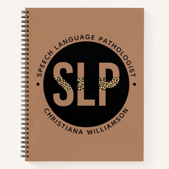 Custom SLP Speech Pathologist Leopard Print Gifts Notebook (Front)