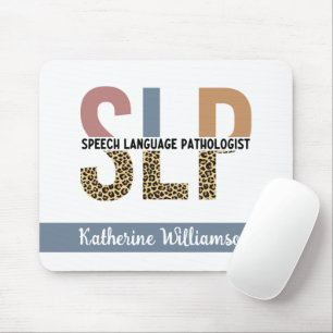Custom SLP Speech Pathologist Leopard Print Mouse Pad