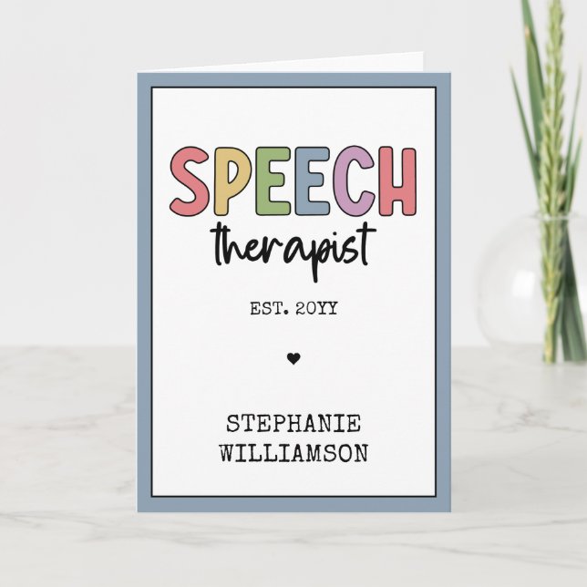 Custom SLP Speech Pathologist Speech Therapist Card (Front)