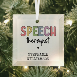 Custom SLP Speech Pathologist Speech Therapist Glass Tree Decoration