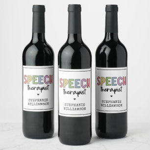 Custom SLP Speech Pathologist Speech Therapist Wine Label