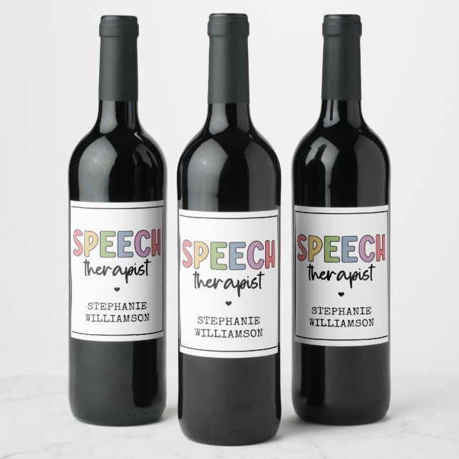 Custom SLP Speech Pathologist Speech Therapist Wine Label (Bottles)