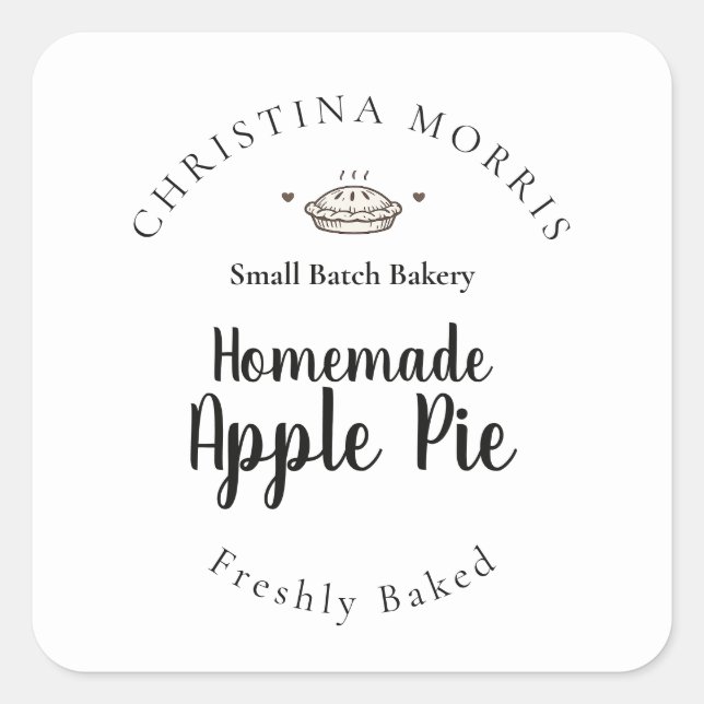 Custom Small Batch Bakery Apple Pie Round Sticker (Front)