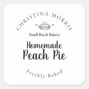 Custom Small Batch Bakery Peach Pie Round Sticker
