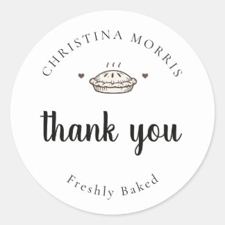 Custom Small Batch Bakery Pie Thank You Classic Round Sticker