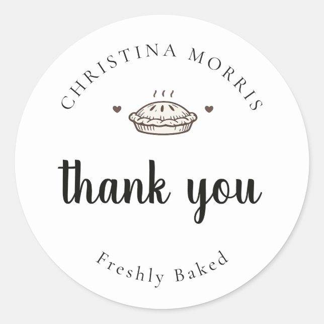 Custom Small Batch Bakery Pie Thank You Classic Round Sticker (Front)