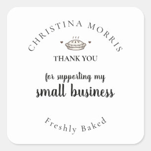Custom Small Batch Bakery Pie Thank You Square Sticker