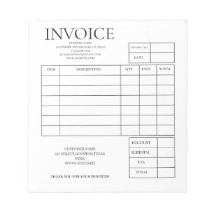 Custom Small Business Invoice Receipt Notepad 