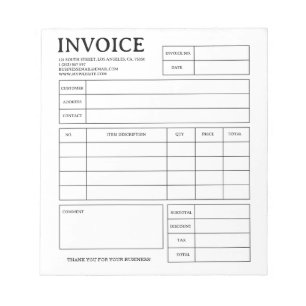 Custom Small Business Invoice Receipt Notepad