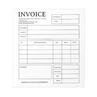 Custom Small Business Invoice Receipt Notepad
