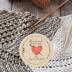 Custom Small Business Knit Supplies Packaging Classic Round Sticker