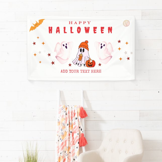 Custom Small Business Logo Halloween Party Banner (Insitu)