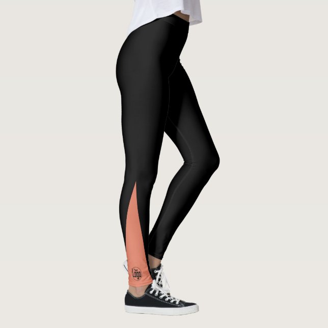 Custom Small Business Logo Orange & Black Leggings (Right)