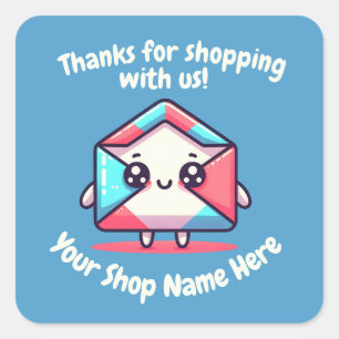 Custom Small Business Name Cute Mail Thank You Square Sticker