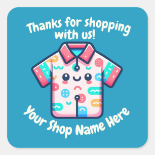 Custom Small Business Name Cute Tee POD Seller Square Sticker