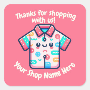 Custom Small Business Name Cute Tee POD Seller Square Sticker