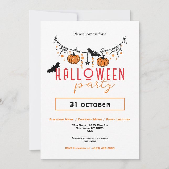 Custom Small Business Office Party Halloween  Invitation (Front)