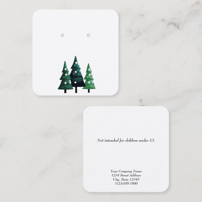 Custom Small Christmas Tree Earring Display Cards (Front/Back)