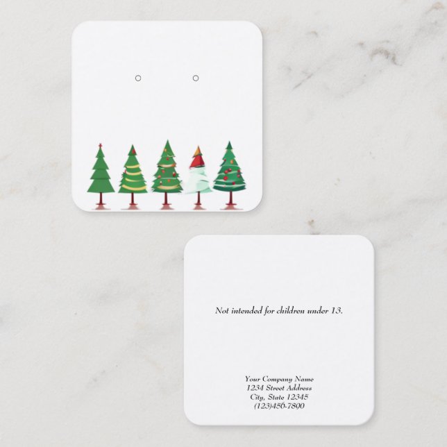 Custom Small Christmas Tree Earring Display Cards (Front/Back)