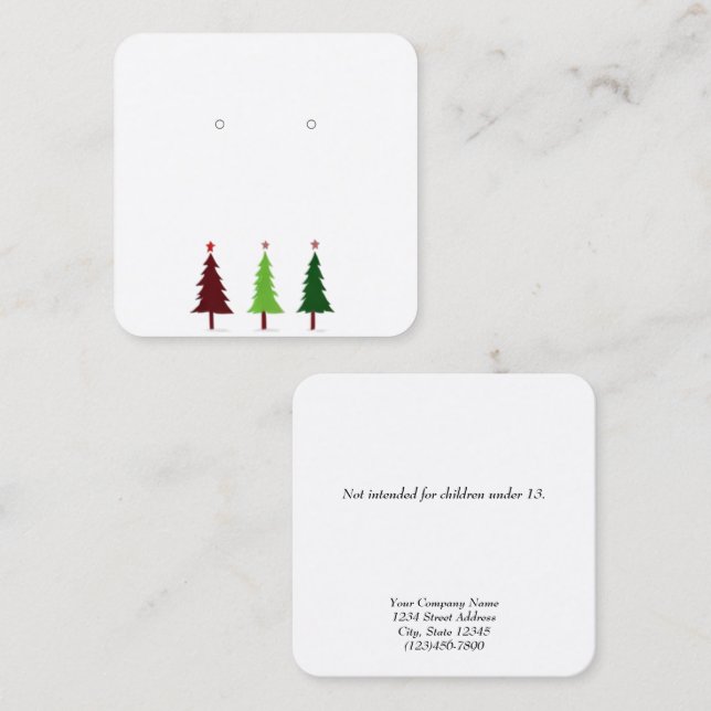 Custom Small Christmas Tree Earring Display Cards (Front/Back)