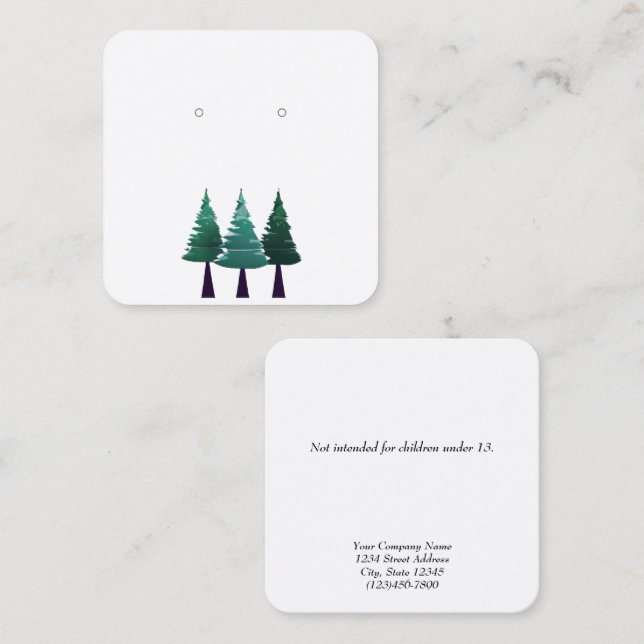 Custom Small Christmas Tree Earring Display Cards (Front/Back)