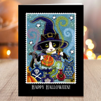 Custom "Smell of Halloween" Cat Witch Card