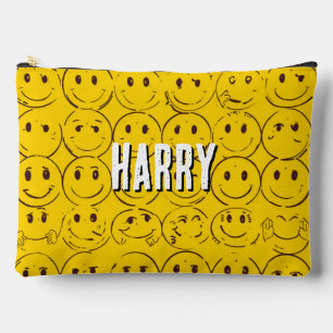 custom Smiling Face Pattern – Cute Yellow Smiles Accessory Pouch