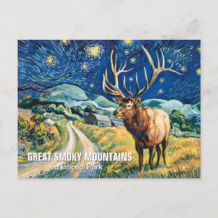 Custom Smoky Mountains Van Gogh Cataloochee Elk  Postcard