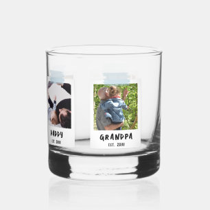 Custom Snapshot Style Father's Day Grandpa Gift Whiskey Glass