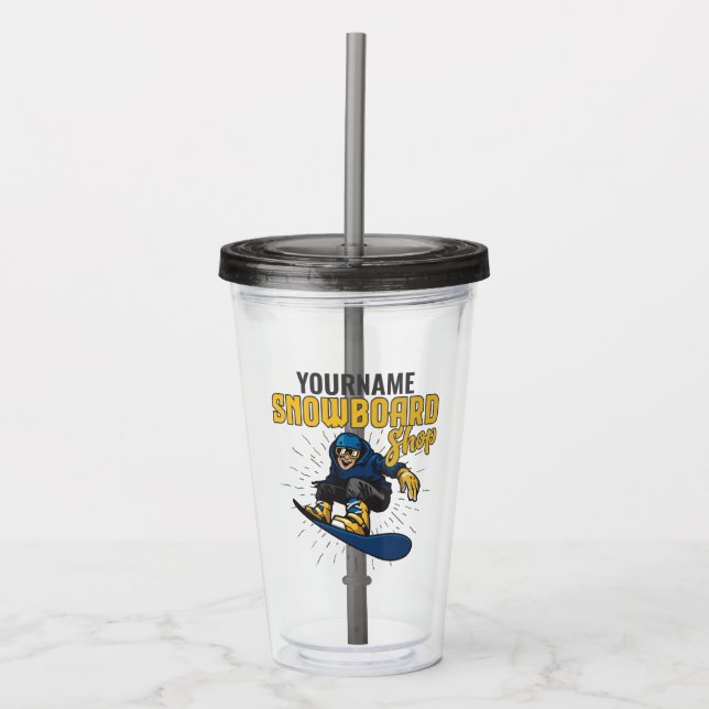 Custom Snow Boarder Snowboarding Shop Big Air  Acrylic Tumbler (Front)