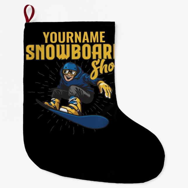 Custom Snow Boarder Snowboarding Shop Big Air Large Christmas Stocking (Front)