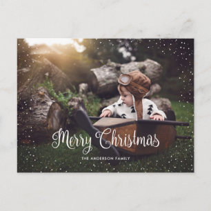Custom Snow Merry Christmas Photo Postcards