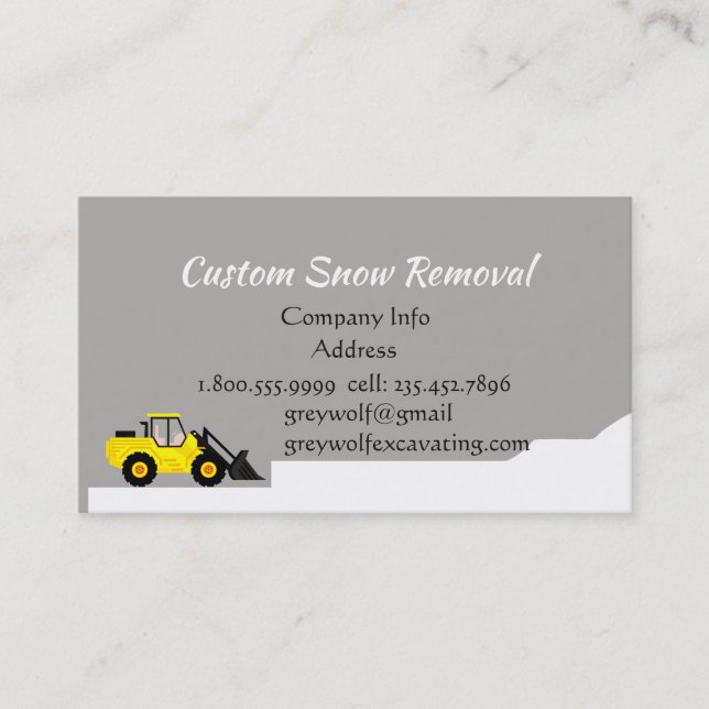 Custom Snow Removal Bulldozer Business Card (Front)