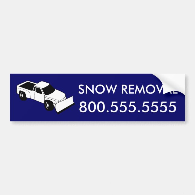 custom snow removal : snow plough truck bumper sticker (Front)
