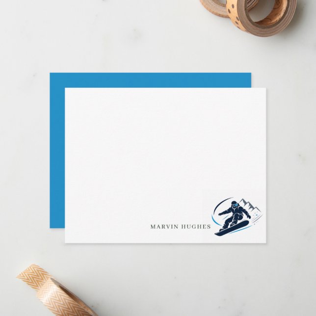 Custom Snowboarder Note Card (Front/Back In Situ)